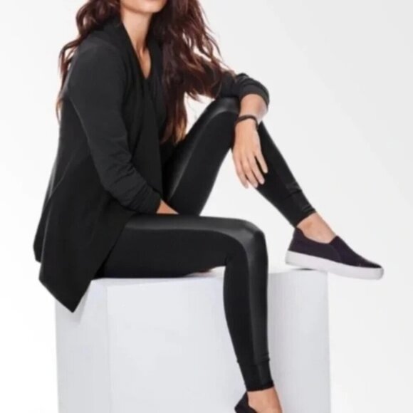 Athleta Gleam Tight 2.0 Leggings Moto Faux Leather Black Style 348733-00 Lounge - Picture 1 of 9